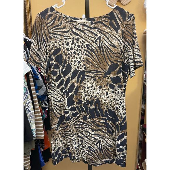 Novella Royale animal print top blouse shirt small tunic top handmade in the USA - Picture 5 of 6